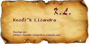 Kozák Lizandra névjegykártya